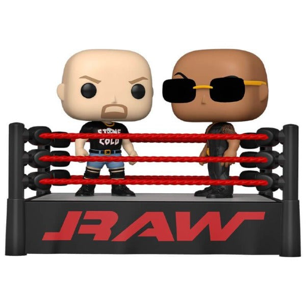 The Rock vs. Stone Cold in Wrestling Ring Moment WWE Large Funko P The Toy Box