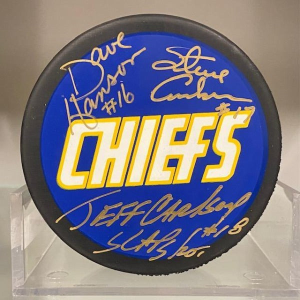 Hanson Brothers Autographed Slap Shot Movie Chiefs (Blue #18