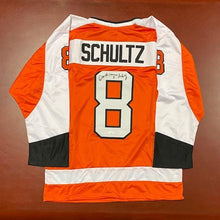 Load image into Gallery viewer, SIGNED Dave &quot;The Hammer&quot; Schultz (Philadelphia Flyers) Jersey w/COA