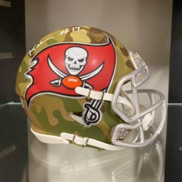 SIGNED Keyshawn Johnson (Tampa Bay Buccaneers) Camo Mini-Helmet w/COA
