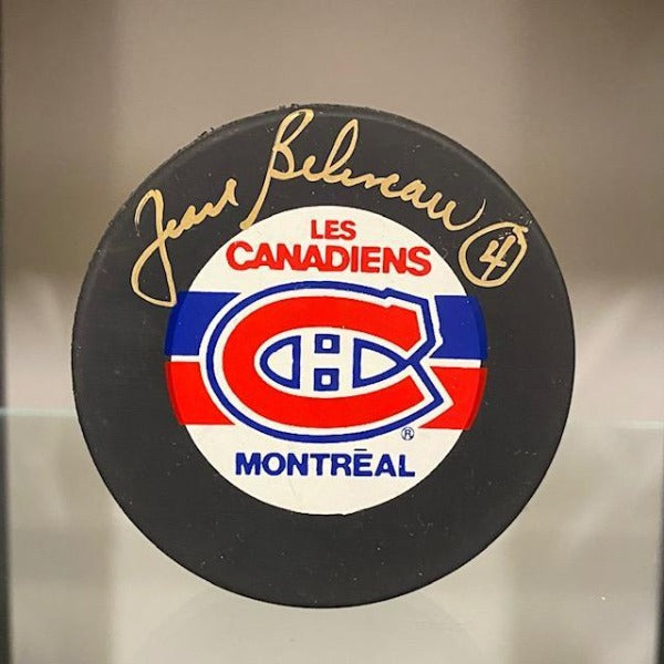 SIGNED Jean Beliveau (Montreal Canadiens) hockey puck (w/COA)