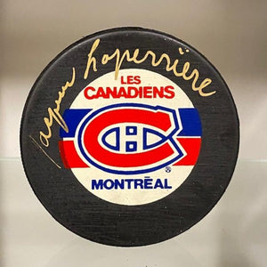 SIGNED Jacques Laperriere (Montreal Canadiens) Hockey Puck (w/COA)