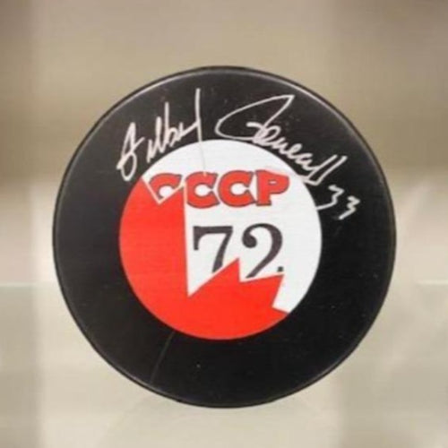SIGNED Gilbert Perreault Team Canada 1972 Puck (w/COA)