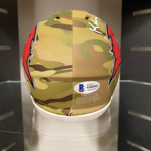 SIGNED Keyshawn Johnson (Tampa Bay Buccaneers) Camo Mini-Helmet w/COA