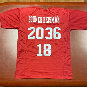SIGNED Oklahoma Sooners Heisman Trophy Jersey by Billy Sims, Jason Owens, and Billy White (w/COA)