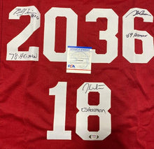 Load image into Gallery viewer, SIGNED Oklahoma Sooners Heisman Trophy Jersey by Billy Sims, Jason Owens, and Billy White (w/COA)