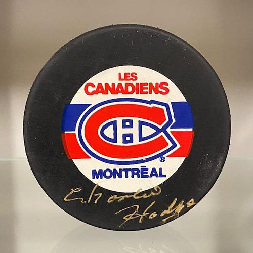 SIGNED Charlie Hodge (Montreal Canadients) Hockey Puck (w/COA)