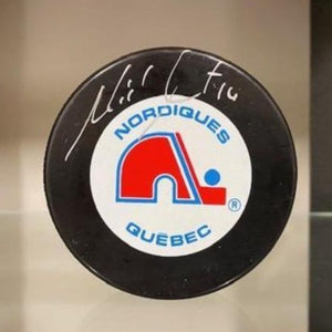 SIGNED Michel Goulet Quebec Nordiques Puck (w/COA)